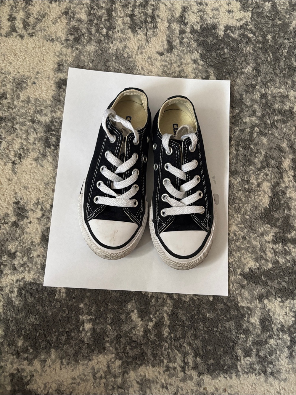 Converse Kids Black Low Top Canvas Sneakers with White Accents